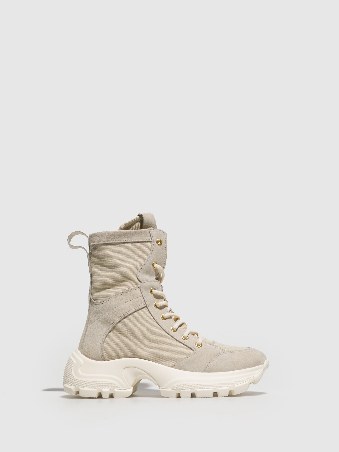 Fungi Beige Lace-up Boots